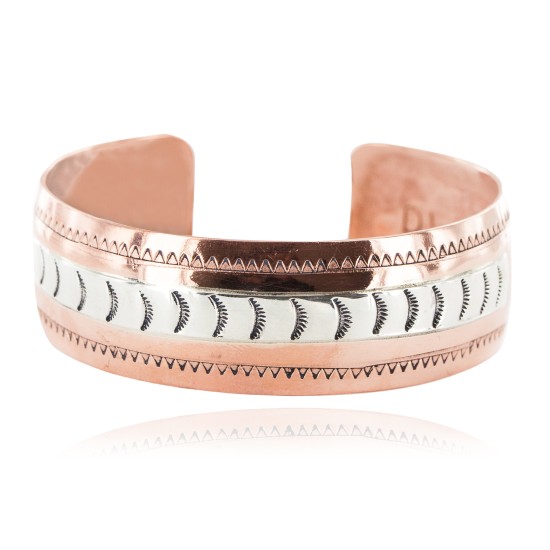 Navajo .925 Sterling Silver Handmade Certified Authentic Native American Pure Copper Bracelet 13055-7 Navajo .925 Sterling Silver Handmade Certified Authentic Native American Pure Copper Bracelet 13055-7