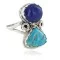 Navajo .925 Sterling Silver Handmade Certified Authentic Natural Turquoise Lapis Native American Ring 18187-101