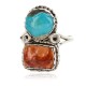 Navajo .925 Sterling Silver Handmade Certified Authentic Natural Turquoise Spiny Oyster Native American Ring 18187-12