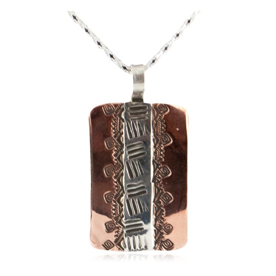 Navajo .925 Sterling Silver Handmade Certified Authentic Pure Copper Native American Necklace 17035