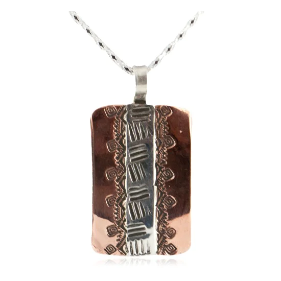 Navajo .925 Sterling Silver Handmade Certified Authentic Pure Copper Native American Necklace 17035 Navajo .925 Sterling Silver Handmade Certified Authentic Pure Copper Native American Necklace 17035