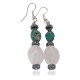 Navajo .925 Sterling Silver Hooks Certified Authentic Natural Turquoise Pink Quartz Hematite Native American Dangle Earrings 18252-2