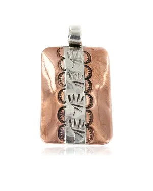 Navajo Bear Paw .925 Sterling Silver Handmade Certified Authentic Pure Copper Native American Pendant 17055-4