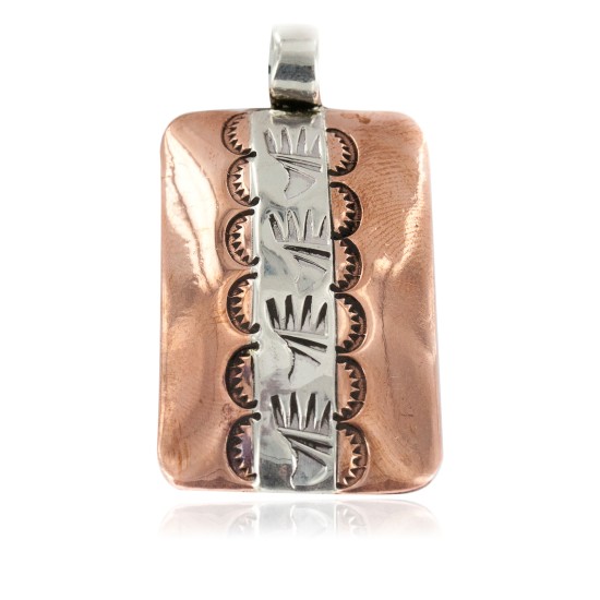 Navajo Bear Paw .925 Sterling Silver Handmade Certified Authentic Pure Copper Native American Pendant 17055-4 Navajo Bear Paw .925 Sterling Silver Handmade Certified Authentic Pure Copper Native American Pendant 17055-4