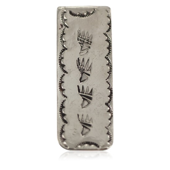 Navajo Bear Paw Certified Authentic Nickel Handmade Native American Money Clip 11268-6