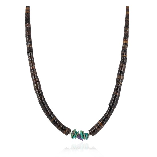 Navajo Certified Authentic .925 Sterling Silver Natural Graduated Heishi Turquoise Amethyst Native American Necklace 16069 Navajo Certified Authentic .925 Sterling Silver Natural Graduated Heishi Turquoise Amethyst Native American Necklace 16069