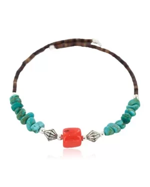 Navajo Certified Authentic Coral Heishi Native American Adjustable Wrap Bracelet 13151-29