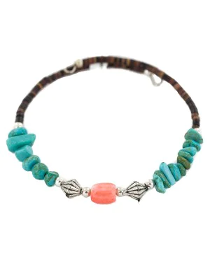 Navajo Certified Authentic Coral Heishi Native American Adjustable Wrap Bracelet 13151-36
