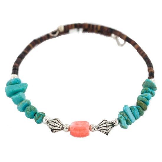 Navajo Certified Authentic Coral Heishi Native American Adjustable Wrap Bracelet 13151-36