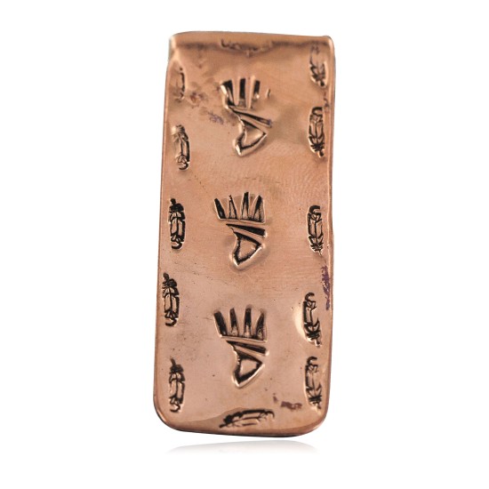 Navajo Certified Authentic Handmade Feather Bear Paw Pure Copper Native American Nickel Money Clip 11267-4
