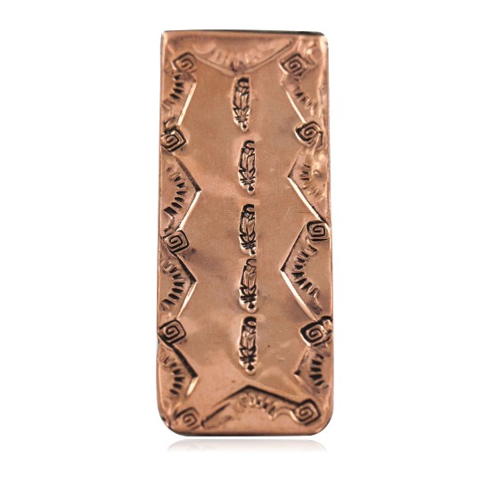 Navajo Certified Authentic Handmade Feather Sun Pure Copper Native American Nickel Money Clip 11267-1