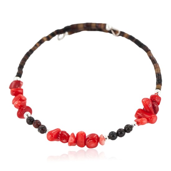 Navajo Certified Authentic Heishi Coral Jasper Native American Adjustable Wrap Bracelet 13151-49 All Products NB160414232301 13151-49 (by LomaSiiva)