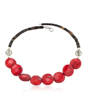 Navajo Certified Authentic Heishi Coral Native American Adjustable Wrap Bracelet 13151-58