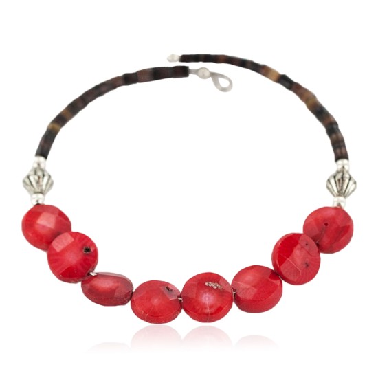 Navajo Certified Authentic Heishi Coral Native American Adjustable Wrap Bracelet 13151-58