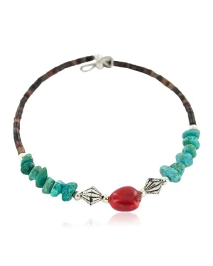 Navajo Certified Authentic Heishi Coral Native American Adjustable Wrap Bracelet 13151-74
