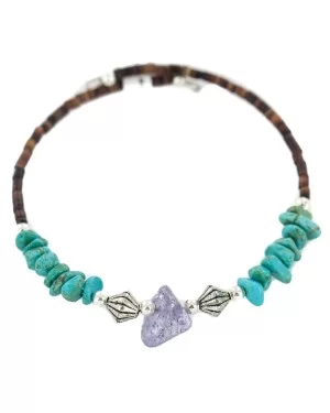 Navajo Certified Authentic Natural Amethyst Heishi Native American Adjustable Wrap Bracelet 13151-33