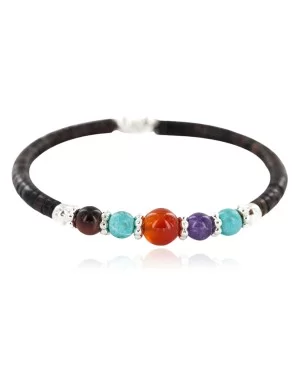 Navajo Certified Authentic Natural Carnelian Tigers Eye Heishi Native American Adjustable Wrap Bracelet 13181-1