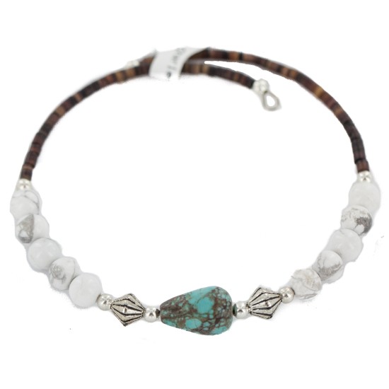 Navajo Certified Authentic Natural Heishi White Howlite Native American Adjustable Wrap Bracelet 13151-21