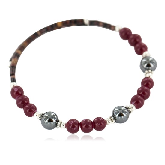 Navajo Certified Authentic Natural Hematite Heishi Jasper Native American Adjustable Wrap Bracelet 1301-1 Navajo Certified Authentic Natural Hematite Heishi Jasper Native American Adjustable Wrap Bracelet 1301-1