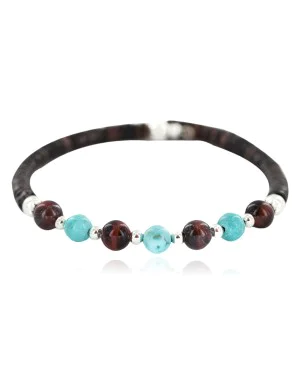 Navajo Certified Authentic Natural Tigers Eye Heishi Native American Adjustable Wrap Bracelet 13181-2