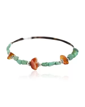 Navajo Certified Authentic Natural Turquoise Carnelian Heishi Native American Adjustable Wrap Bracelet 13172-6