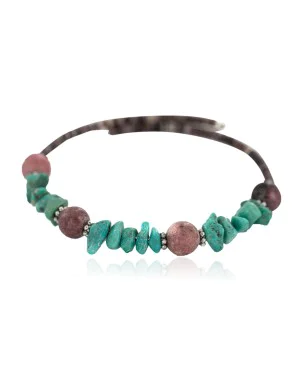 Navajo Certified Authentic Natural Turquoise Charoite Heishi Native American Adjustable Wrap Bracelet 13172-9
