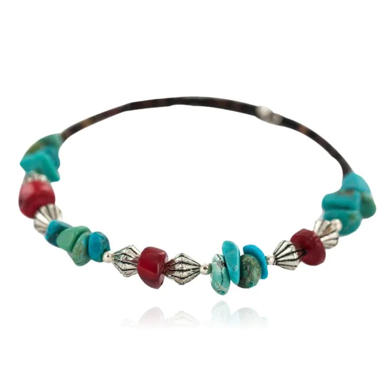 Navajo Certified Authentic Natural Turquoise Coral Heishi Native American Adjustable Wrap Bracelet 13172-5 Navajo Certified Authentic Natural Turquoise Coral Heishi Native American Adjustable Wrap Bracelet 13172-5