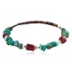 Navajo Certified Authentic Natural Turquoise Coral Heishi Native American Adjustable Wrap Bracelet 18295
