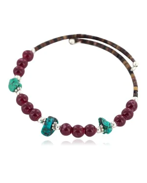 Navajo Certified Authentic Natural Turquoise Heishi Charoite Native American Adjustable Wrap Bracelet 13139-1