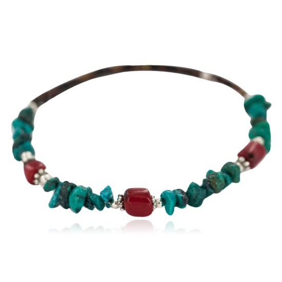 Navajo Certified Authentic Natural Turquoise Heishi Coral Native American Adjustable Wrap Bracelet 13172-14 Navajo Certified Authentic Natural Turquoise Heishi Coral Native American Adjustable Wrap Bracelet 13172-14