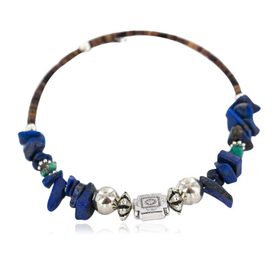 Navajo Certified Authentic Natural Turquoise Heishi Lapis Lazuli Native American Adjustable Wrap Bracelet 13139-9
