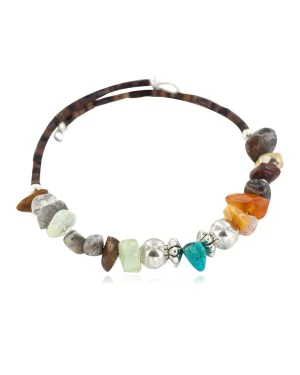 Navajo Certified Authentic Natural Turquoise Heishi Multicolor Native American Adjustable Wrap Bracelet 13139-8