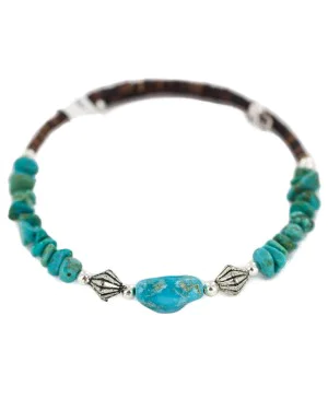 Navajo Certified Authentic Natural Turquoise Heishi Native American Adjustable Wrap Bracelet 13151-24