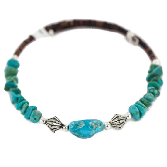 Navajo Certified Authentic Natural Turquoise Heishi Native American Adjustable Wrap Bracelet 13151-24