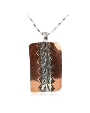 Navajo Handmade .925 Sterling Silver Certified Authentic Pure Copper Native American Necklace 17037
