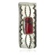 Navajo Handmade Certified Authentic .925 Sterling Silver Coral Native American Nickel Money Clip 10533-5
