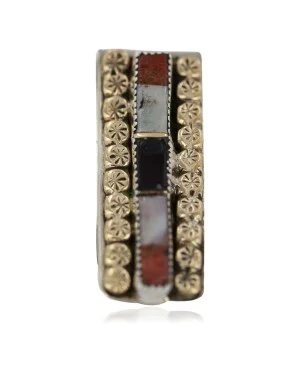 Navajo Handmade Certified Authentic .925 Sterling Silver Inlaid Natural Black Onyx Spiny Oyster Mother of Pearl Native American Nickel and Brass Money Clip 91003-3 Navajo Handmade Certified Authentic .925 Sterling Silver Inlaid Natural Black Onyx Spiny Oyster Mother of Pearl Native American Nickel and Brass Money Clip 91003-3