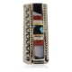 Navajo Handmade Certified Authentic .925 Sterling Silver Inlaid Natural Turquoise Mother of Pearl Spiny Oyster Black Onyx Native American Nickel Money Clip 91001-10