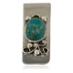 Navajo Handmade Certified Authentic .925 Sterling Silver Natural Turquoise Native American Nickel Money Clip 91004-2