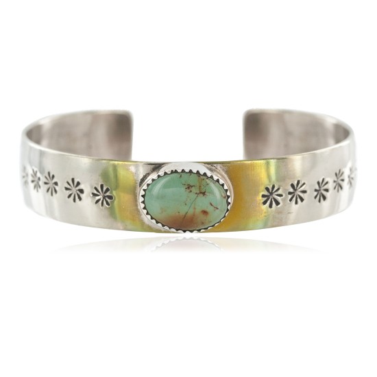 Navajo Handmade Certified Authentic Nickel Natural Turquoise Native American Bracelet 13019-8 Navajo Handmade Certified Authentic Nickel Natural Turquoise Native American Bracelet 13019-8