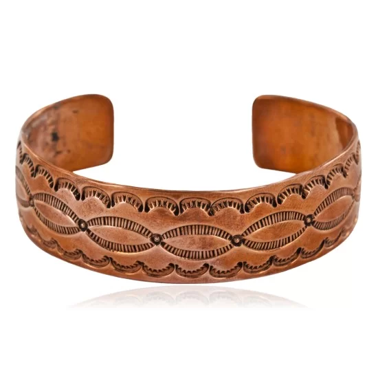 Navajo Handmade Certified Authentic Pure Copper Native American Bracelet 12485-29