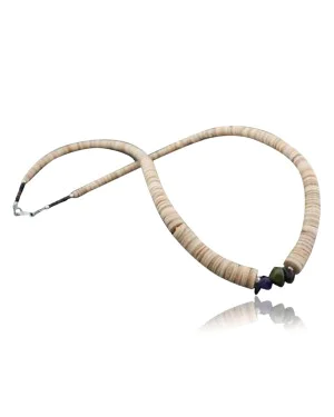  Navajo Native .925 Sterling Silver Graduated Heishi Turquoise Amethyst Native American Necklace 750103-32