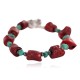 Navajo Nickel Certified Authentic Natural Turquoise Coral Hematite Native American Bracelet 13176-3