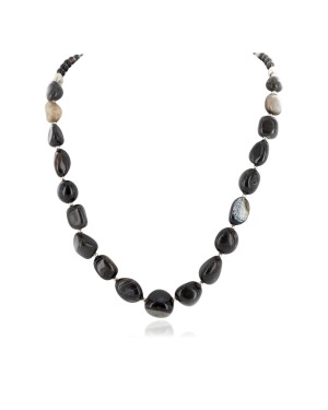 Nickel Certified Authentic Navajo Natural Agate Native American Necklace 25325