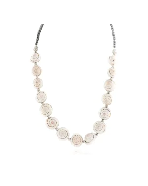Nickel Certified Authentic Navajo Shell and Natural Hematite Native American Necklace 25327