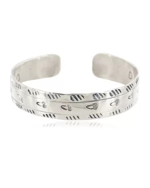 Nickel Navajo Bearpaw Handmade Certified Authentic Native American Bracelet 13006