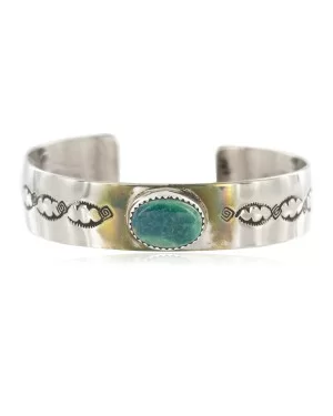 Nickel Navajo Handmade Certified Authentic Natural Turquoise Native American Bracelet 13019-10