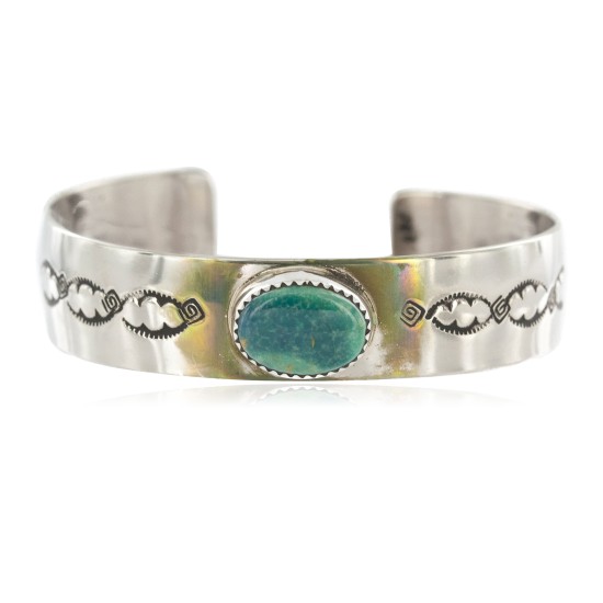 Nickel Navajo Handmade Certified Authentic Natural Turquoise Native American Bracelet 13019-10