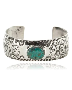 Nickel Navajo Handmade Certified Authentic Natural Turquoise Native American Bracelet 13026-5