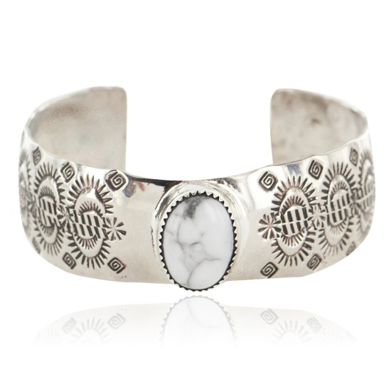 Nickel Navajo Handmade Certified Authentic White Howlite Native American Bracelet 13026-3 Nickel Navajo Handmade Certified Authentic White Howlite Native American Bracelet 13026-3